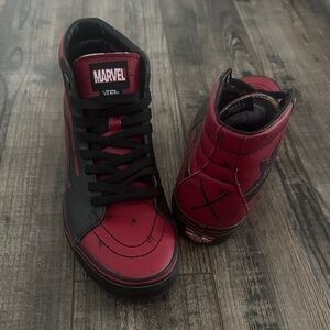 Marvel Deadpool Red and Black High-Top Vans
